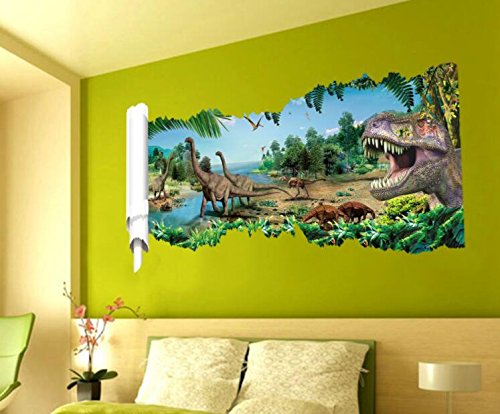 HALLOBO® Wandtattoo Wandaufkleber 3D Dinosaurier Jurassic Park Wandbild Wohnzimmer Schlafzimmer Deko Kinderzimmer Babyzimmer Kinder Jungen von HALLOBO