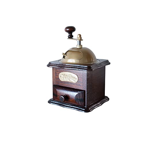 HANDKADECOR Holzmühle zum Schleifen von Kaffee oder Gewürzen mit Schublade - dunkelbraun von HANDKADECOR