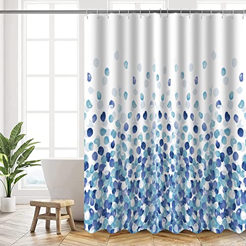 HANFU Duschvorhang, Duschvorhänge Polyester 180 x 180 cm Waschbar, Shower Curtains mit ösen und 12 Duschringen, Beschwerter Saum, Badewanne Vorhang Schnell Trocknend für Badezimmer, Blau Blasenmuster von HANFU