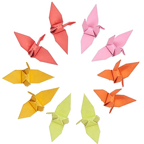 HAOBIN 50 StüCk Origami Papierkrane Origami Papierkraniche Regenbogen Origami Kraniche Handgefertigt Origami Papier Kranschnur Zur Dekoration Von Hochzeiten,Partys,Kulissen Und Wohnungen,In 5 Farben von HAOBIN