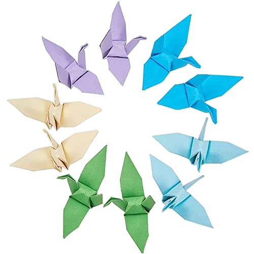 HAOBIN 50 StüCk Origami Papierkrane Origami Papierkraniche Regenbogen Origami Kraniche Handgefertigt Origami Papier Kranschnur Zur Dekoration Von Hochzeiten,Partys,Kulissen Und Wohnungen,In 5 Farben von HAOBIN