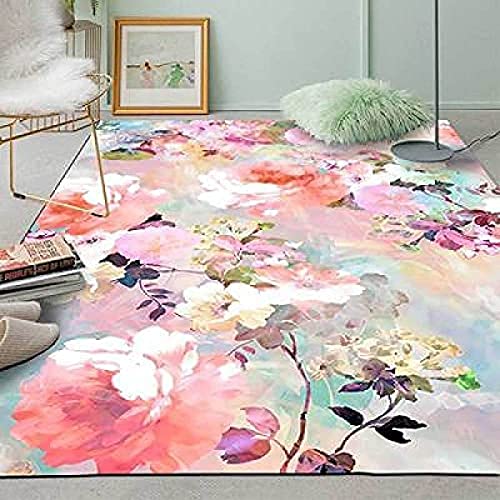 Extra große Teppich-Teppich-Teppich-Teppich-Teppiche, abstrakte Aquarell-Blume, rosa, 140 x 200 cm (4 Fuß 7 x 6 Fuß 6 Zoll) von HAOXINGXIN