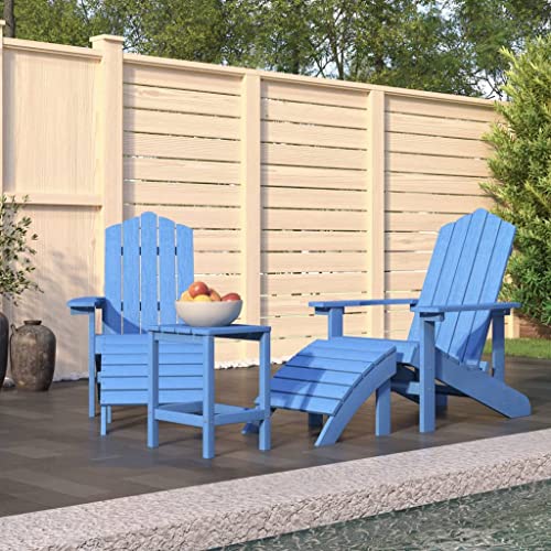 HAPIOL Adirondack 2 Stühle für den Außenbereich, mit Fußstütze und Tisch, HDPE, wasserblau, 73 x 83 x 92 cm, komfortables Design, Gartenstuhl, wartungsarme Oberfläche, wetterbeständig von HAPIOL