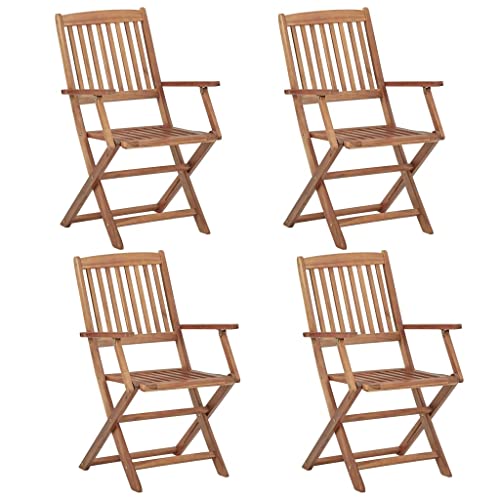 HAPIOL Klappbare Outdoor-Stühle, 4 Stück, massives Akazienholz, 54 x 57 x 91 cm, moderner natürlicher Stil, Gartenstühle, wetterfest, Esszimmerstühle, platzsparend von HAPIOL