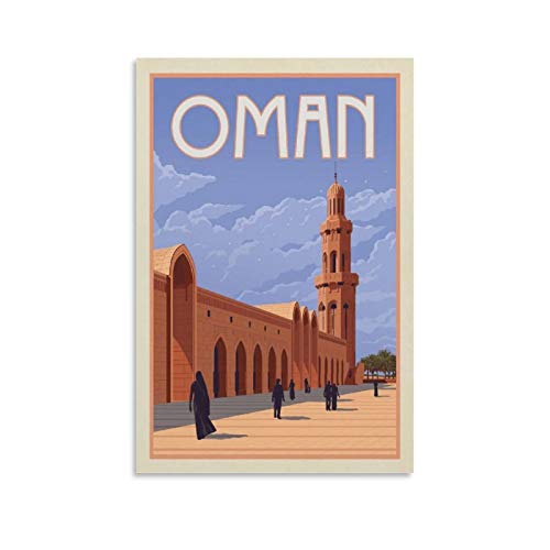 Retro Reise Landschaft Poster Sultanat of Oman Poster Dekorative Malerei Leinwand Wandposter und Kunstdruck Moderne Familie Schlafzimmer Dekor Poster 40 x 60 cm von HAPPOW