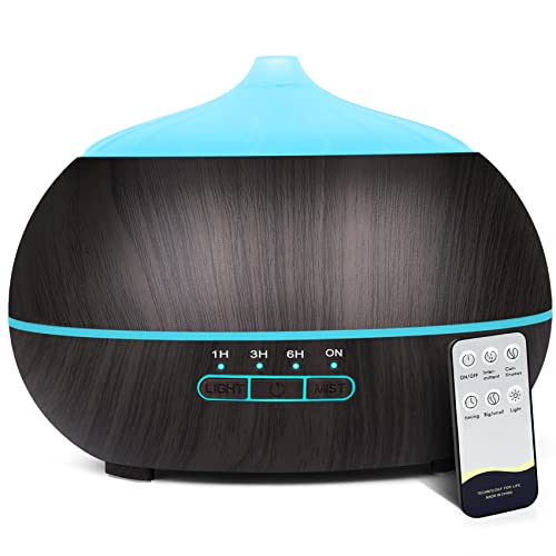 Ätherische Öle Aromatherapie Diffuser Luftbefeuchter: 500ml Ultraschall Luft Duftöl Oele Diffusor Elektrisch Raumbefeuchter Duftlampe Duft Air Humidifier Raumduft Holz Vernebler für Raum Schlafzimmer von HAPPTWS