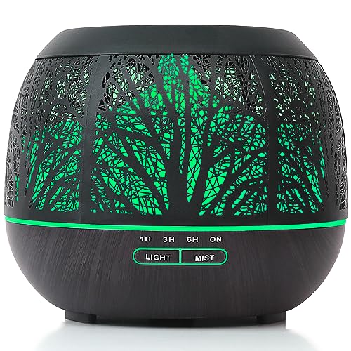 Aroma Diffuser Luftbefeuchter Humidifier Metall: 400ml Diffusor für ätherische Öle Ultrasonic Duftöl Diffuser für Aromatherapie mit Timer & LED-Licht für Raum Schlafzimmer Büro Yoga Spa von HAPPTWS