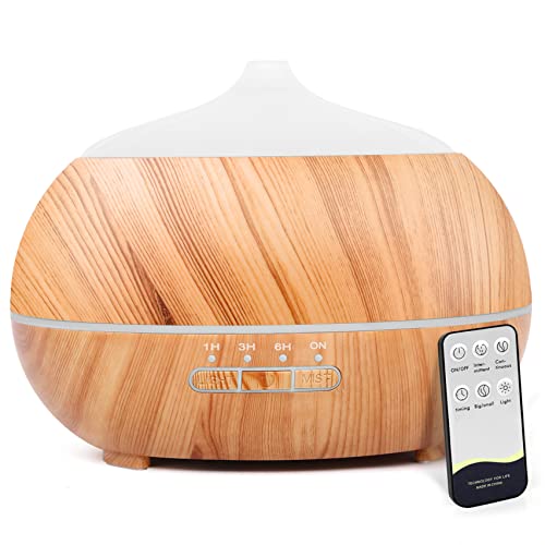 Aroma Diffuser für ätherische Öle: 500ml, Ultraschall, Aromatherapie mit Fernbedienung Raumbefeuchter Elektrisch Duftlampe Luftbefeuchter Holzmaserung Duftöl Diffuser für Zuhause Büro Yoga von HAPPTWS