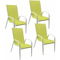 Satz von 4 Stühlen marbella aus grünem Textilene - weißem Aluminium - Grün von HAPPY GARDEN