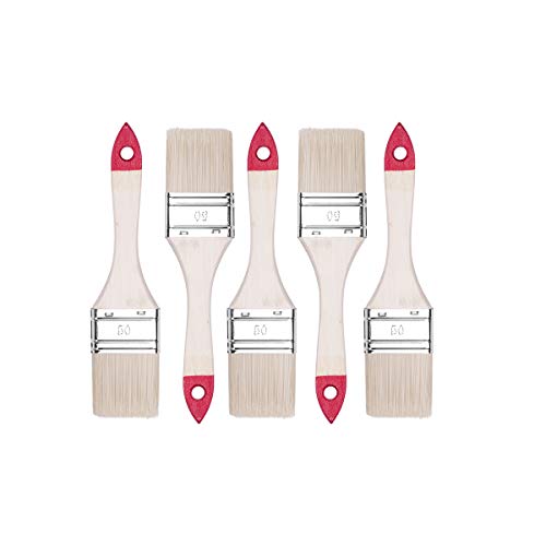 HARDY WORKING TOOLS Flachpinsel-Set 5-teilig, Breite 2 Zoll-5 Stück, Malerpinsel Set mit Holzgriff, Lackierpinsel 5PCS, Serie *30*, A0200-300520 Rot von HARDY WORKING TOOLS