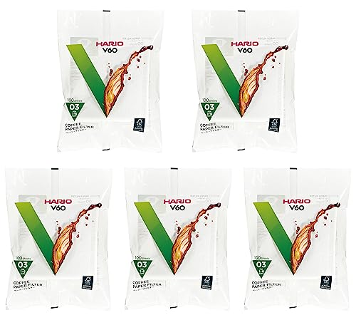 HARIO VCF-03-100W Paper Filter for V60, 03W, 1 to 6 Cups, 500 Sheets, White von HARIO