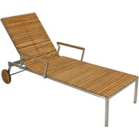 Sonnenliege Teak Teakholz Edelstahl 197cm Holz Garten Balkon Liege Liegestuhl von HARMS