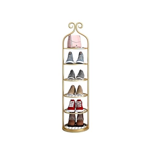 HASMI Schuhregal Einfaches Schuhregal, Kleiner schmaler Eingang, kleines Schuhregal, Home Economy Schuhregal, Kleiner Schuhschrank aus Eisen Schuhschrank (Color : Gold, Size : XL) von HASMI