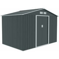 S200 Metall Gerätehaus mit Bodenrahmen xl 267 × 181 × 192 cm (BxTxH) 7,3 m³ Satteldach Dunkelgrau - Hattoro von HATTORO