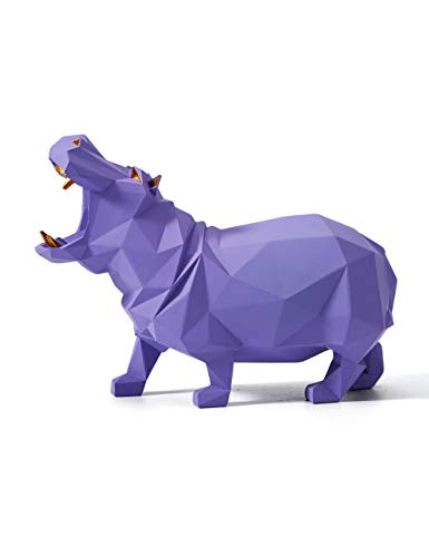 Amoy-Art Nilpferd Skulptur Arts Hippo Figuren Modern Dekor Statue Tier Geschenk Polyresin Wohnzimmer Kunst Violett 18cm von HAUCOZE