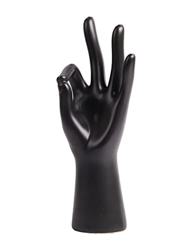 HAUCOZE Schmuckständer Schmuckhalter Modern Skulpturen Statue Hand Figuren Geschenk Wohnzimmer Kunst Keramik Arts Dekor Schwarz 25cm von HAUCOZE