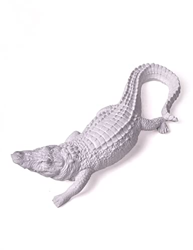 HAUCOZE Krokodil Skulpturen Arts Modern Dekor Figuren Tier Statue Wohnzimmer Kunst Polyresin Geschenk Weiß 36cm von HAUCOZE