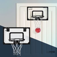 Hauki - Mini Basketballkorb Set mit 3 Bälle, 58x40 cm, Schwarz, inkl. Netz und Pumpe, tragbar, Backboard Tür/Wandmontage, ohne Bohren, Indoor von HAUKI
