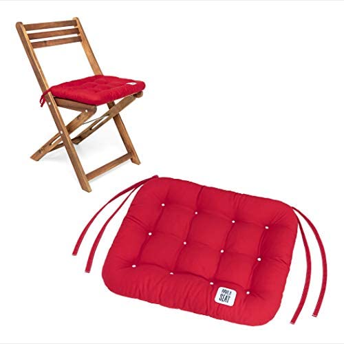 HAVE A SEAT Living - Sitzkissen 40x35 cm (2 St.) - Bequemes Sitzpolster für Klappstühle - Orthopädisches Stuhlkissen - Indoor/Outdoor, Waschbar bis 95°C (Rot, 2er Set - 40x35 cm) von HAVE A SEAT Living