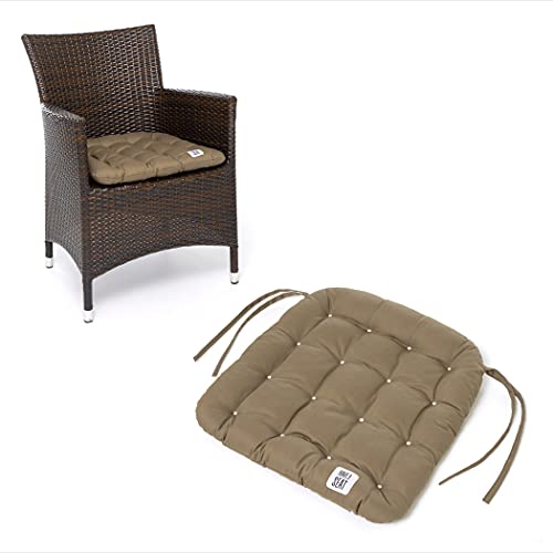 HAVE A SEAT Living - Sitzkissen 48x46 cm (6 St.) - Outdoor Sitzpolster Rattanstuhl - Bequeme, Orthopädische Gartenstuhl Sitzauflage - Waschbar bis 95°C (Goldbraun, 6er Set - 48x46 cm) von HAVE A SEAT Living