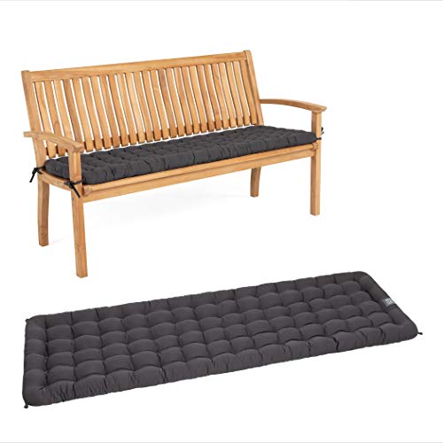 HAVE A SEAT Luxury - Sitzpolster für Gartenbank, Bequeme Gartenbankauflage, waschbar bis 95°C, Pflegeleichte Polster Auflage für Sitzbank, Made in Germany (150 x 48 cm, Grau/Anthrazit) von HAVE A SEAT