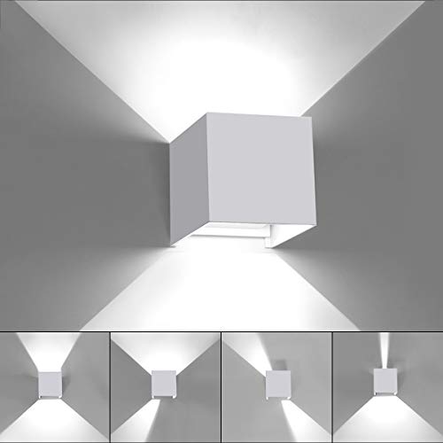 HAWEE Modern Wandlampe LED Wandleuchte Up Down Einstellbarer Abstrahlwinkel Aluminium Wandbeleuchtung Innen Außen Wasserdicht IP65 für Badezimmer Treppen Schlafzimmer Korridor Wohnzimmer, 12W 6000K von HAWEE
