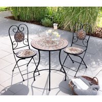 HC Freizeit & Garten Mosaik 3 tlg mit Tisch Ø 60 cm & 2 Stühlen MANDALA mehrfarbig von HC Garten & Freizeit
