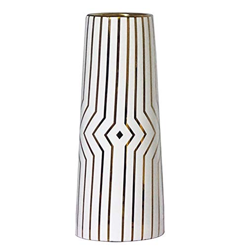 HCHLQLZ 30cm Weiß Gold Gestreift Vase Keramik Vasen Blumenvase Deko Dekoration von HCHLQLZ