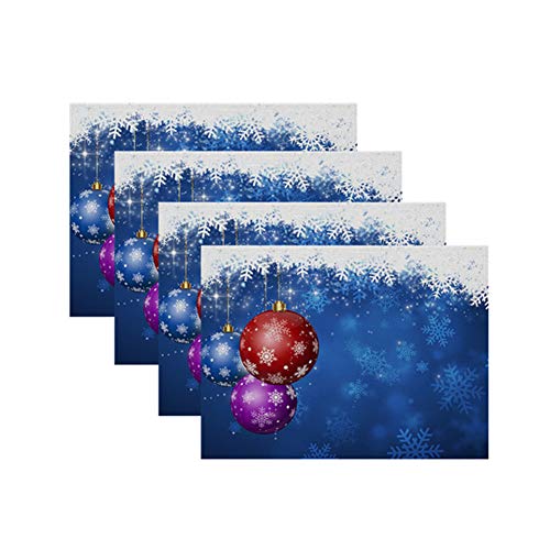 HEELPPO Platzsets Tisch Set Platzset Weihnachts Tischset Blaue Serie Tischset Aus Baumwolle Und Leinen Wasserdicht Waschbares Tischset Gute WäRmedäMmung 42X32,C12 von HEELPPO