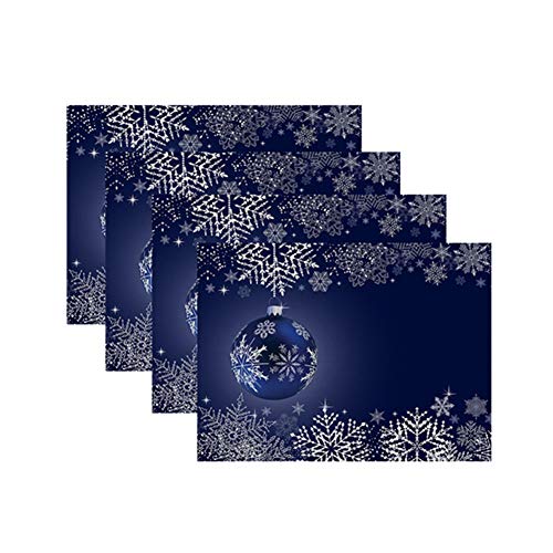 HEELPPO Platzsets Tisch Set Platzset Weihnachts Tischset Blaue Serie Tischset Aus Baumwolle Und Leinen Wasserdicht Waschbares Tischset Gute WäRmedäMmung 42X32,C16 von HEELPPO