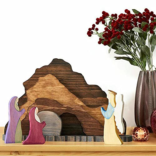 HEIBTENY Ostern Holz Krippe Set, Osterszene Holzdekoration, Weihnachtskrippe, Osterszene aus Holz für Ostern Tischschmuck Dekoration von HEIBTENY