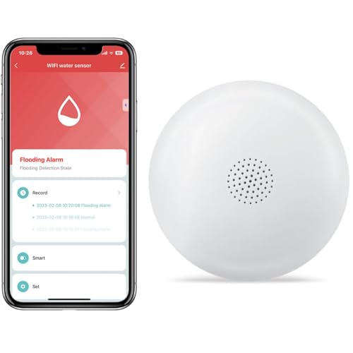 HEIMAN Wi-Fi Wasseralarm,WLAN Wassermelder mit Batterie,Smart Wassersensor,75 dB WiFi-2.4Ghz für Küchen, Keller und Badezimmer (1) (1 Stück) von HEIMAN