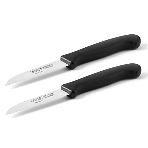 HEISO Schälmesser mit Kunststoffgriff - Küchenmesser (2er Set - schwarz) - mit kostenlosem Nachschleifservice von HEISO