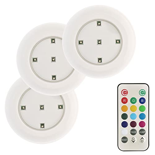 HEITECH Promotion LED Lichter mit RGB 3er Pack - Wandleuchte batteriebetrieben mit Fernbedienung für Innenbereich Nachtlicht kabellos für Küche, Garage, Vitrine - Unterbauleuchte, 4003554, 1 Stück von HEITECH Promotion GmbH