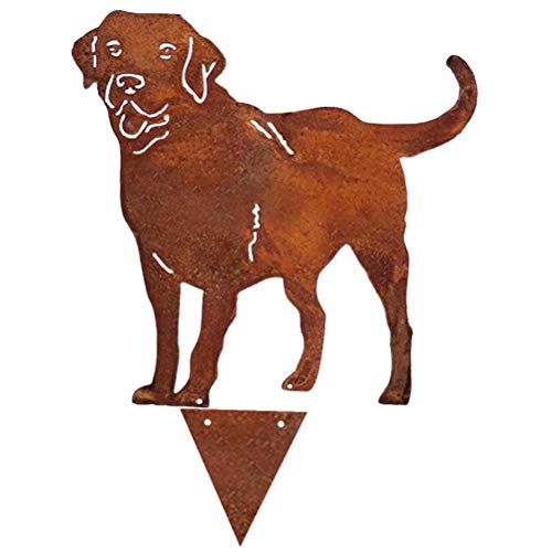 HEITIGN Metall Hund Garten Statuen, Labrador Hund Dekor Silhouette Pfahl Garten Kunst, Metall Hund dekorative Garten Pfähle Hund Silhouette Garten Dekoration für Outdoor Rasen Ornamente Yard Sign von HEITIGN