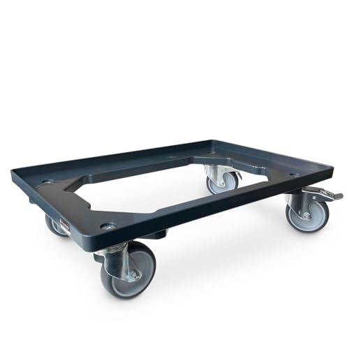 Eurokasten-Roller, bis 250 kg – 2 Stück – Transportroller, passgenau für Eurokästen – Bruch- & schlagfester ABS Kunststoff – Transporthilfe für Innen & Außen – mit 4 Lenkrollen – 60 x 40 cm von HEMMDAL