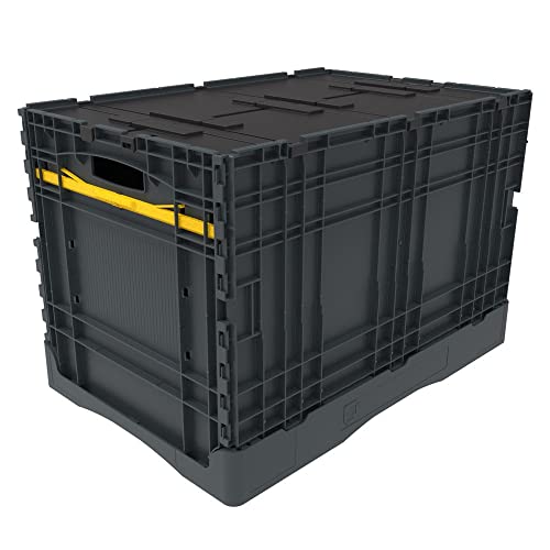 HEMMDAL Profi Klappbox mit Deckel | HxBxT 40 x 60 x 40 cm | 80 L Fassungsvermögen | Faltbox | Mehrweg-Transportbox zum Einklappen | leicht & widerstandsfähig | stapelbar | 5:1 Stapelverhältnis von HEMMDAL