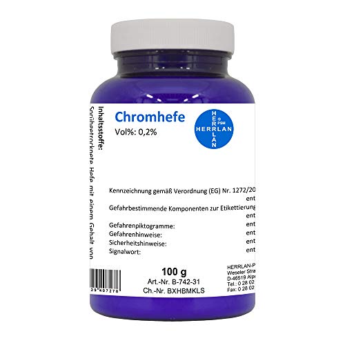 Chromhefe-Pulver 0,2%, 2000 µg/g dreiwertiges Chrom I 100 g I Herrlan Rohstoffkontor von HERRLAN PSM