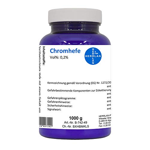 Chromhefe-Pulver 0,2%, 2000 µg/g dreiwertiges Chrom I 1000 g I Herrlan Rohstoffkontor von HERRLAN PSM