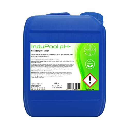 PH-Minus 5 Liter flüssig organischer PH-Senker - Food Grade - für Kinder-Pools & Familien-Schwimmbad HERRLAN-Qualität Made in Germany von HERRLAN PSM