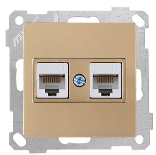 Mutlusan Candela - 2 fach Netzwerkdose/Netzwerk Dose/Datendose RJ45 CAT6 · Gold/Kupfer/Messing/Bronze · Unterputz/Up/Einbau/Wandeinbau von HERRY24 Your Project Partner