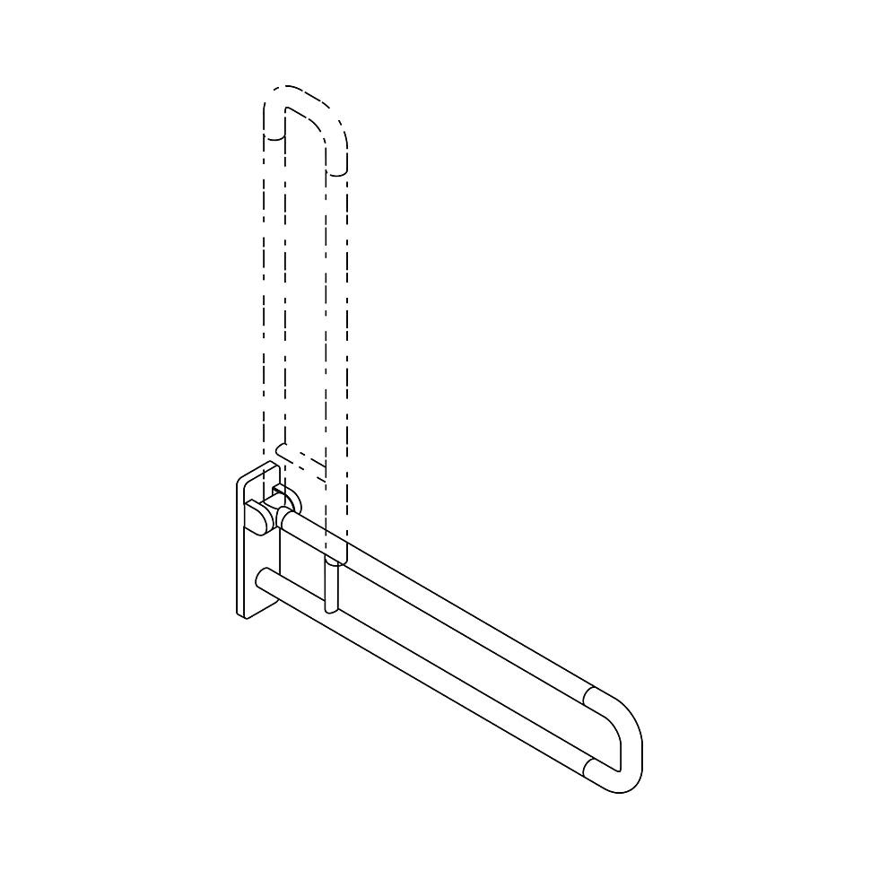 HEWI Stützklappgriff Serie 801 L 850mm, Aluminiumkern reinweiß 801.50.226 99 von HEWI