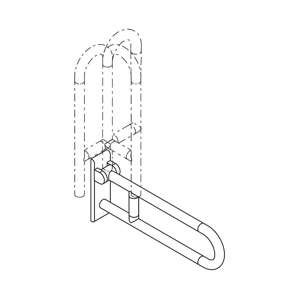 HEWI Stützklappgriff drehbar Serie 801 L 600mm, Stahlkern reinweiß 801.50.100 99 von HEWI