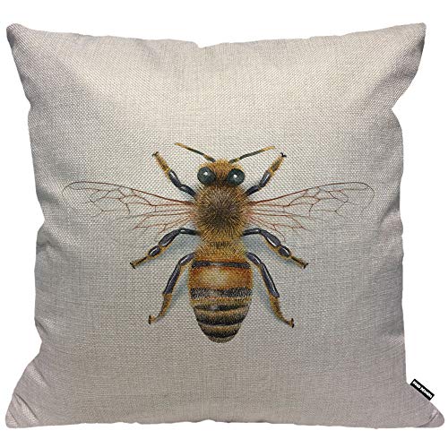 HGOD DESIGNS Bienen-Kissenbezug, Aquarell-Zeichnung, Bienen-Dekoration, für Männer/Frauen, Wohnzimmer, Schlafzimmer, Sofa, Stuhl, 45 x 45 cm von HGOD DESIGNS