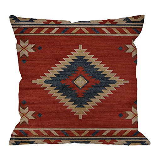 HGOD DESIGNS Vintage Southwest American Throw Pillow Case, Cotton Linen Cushion Cover Square Standard Home Decoration for Men / Women 45.7 x 45.7 cm Red .. von HGOD DESIGNS