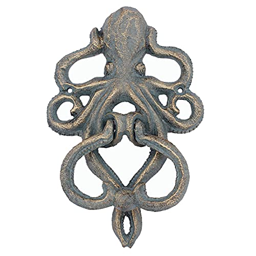 Türklopfer Europäischer Stil Gusseisen Octopus Türklopfer, Creative Ocean Wind Türgriff, für Garten Hof Dekor, 7,36 × 4,76 Zoll von HH-