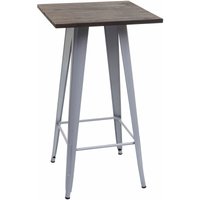 Stehtisch HHG 401 inkl. Holz-Tischplatte, Bistrotisch Bartisch, Metall Industriedesign 107x60x60cm grau - grey von HHG