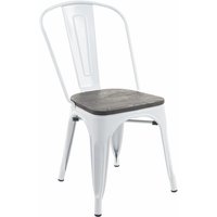 [NEUWERTIG] Stuhl HHG-893 inkl. Holz-Sitzfläche, Bistrostuhl Stapelstuhl, Metall Industriedesign stapelbar weiß - white von HHG