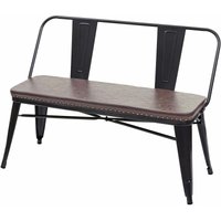 Neuwertig] 2er Sitzbank HHG 438, Zweisitzer Garderobenbank Esszimmerbank Industrie-Design Vintage Kunstleder schwarz-braun - brown von HHG