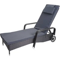 Poly-Rattan Sonnenliege Cesena, Relaxliege Gartenliege Liege, Alu anthrazit, Kissen grau - black von HHG